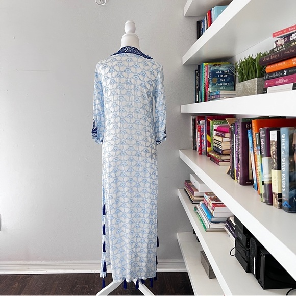 Roberta Roller Rabbit Blue Boho Long Sleeve Tunic Cover Up Dress XS - Picture 6 of 12